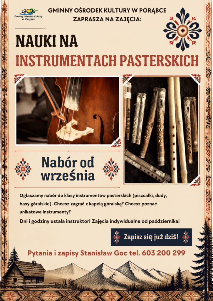 Nauka gry na instrumentach pasterskich 
